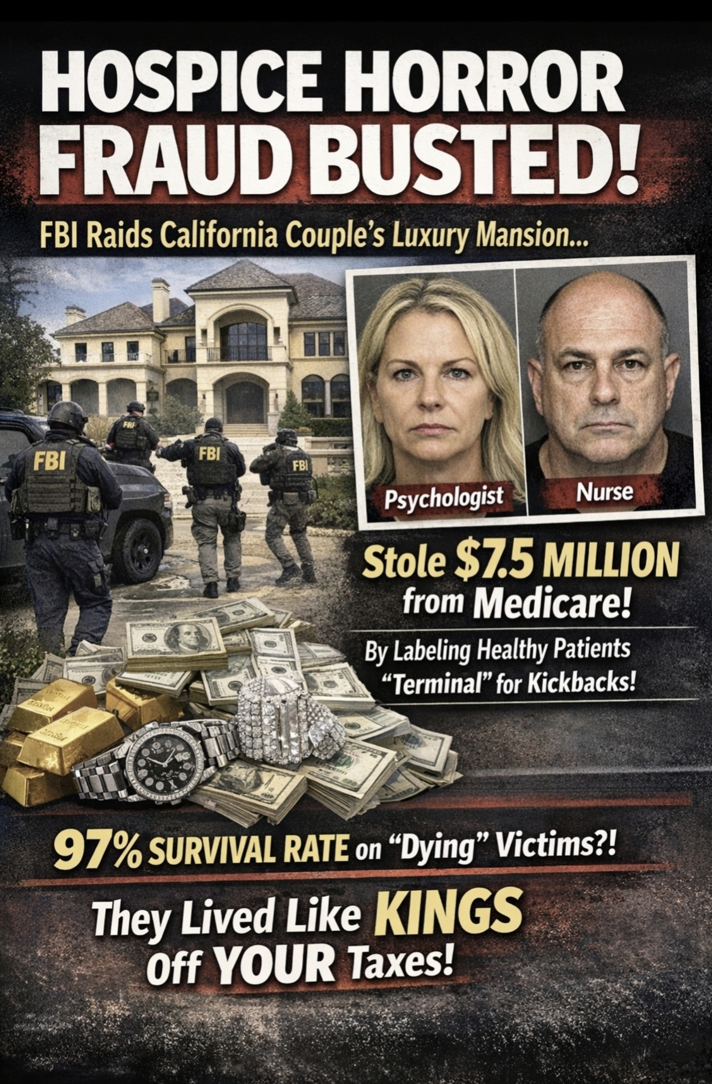 🏠 HOSPICE HORROR: FBI Raids Luxury Mansion After $7.5 Million Medicare Scam