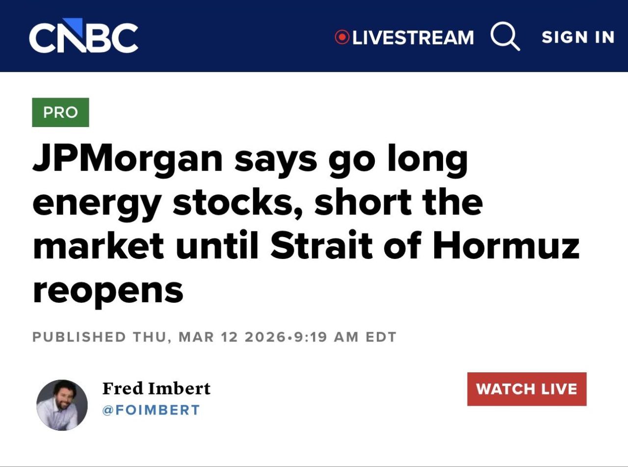 MARKET ALERT: JPMorgan Issues Dramatic Pivot—Short the Market, Go Long Energy Until Hormuz Crisis Ends